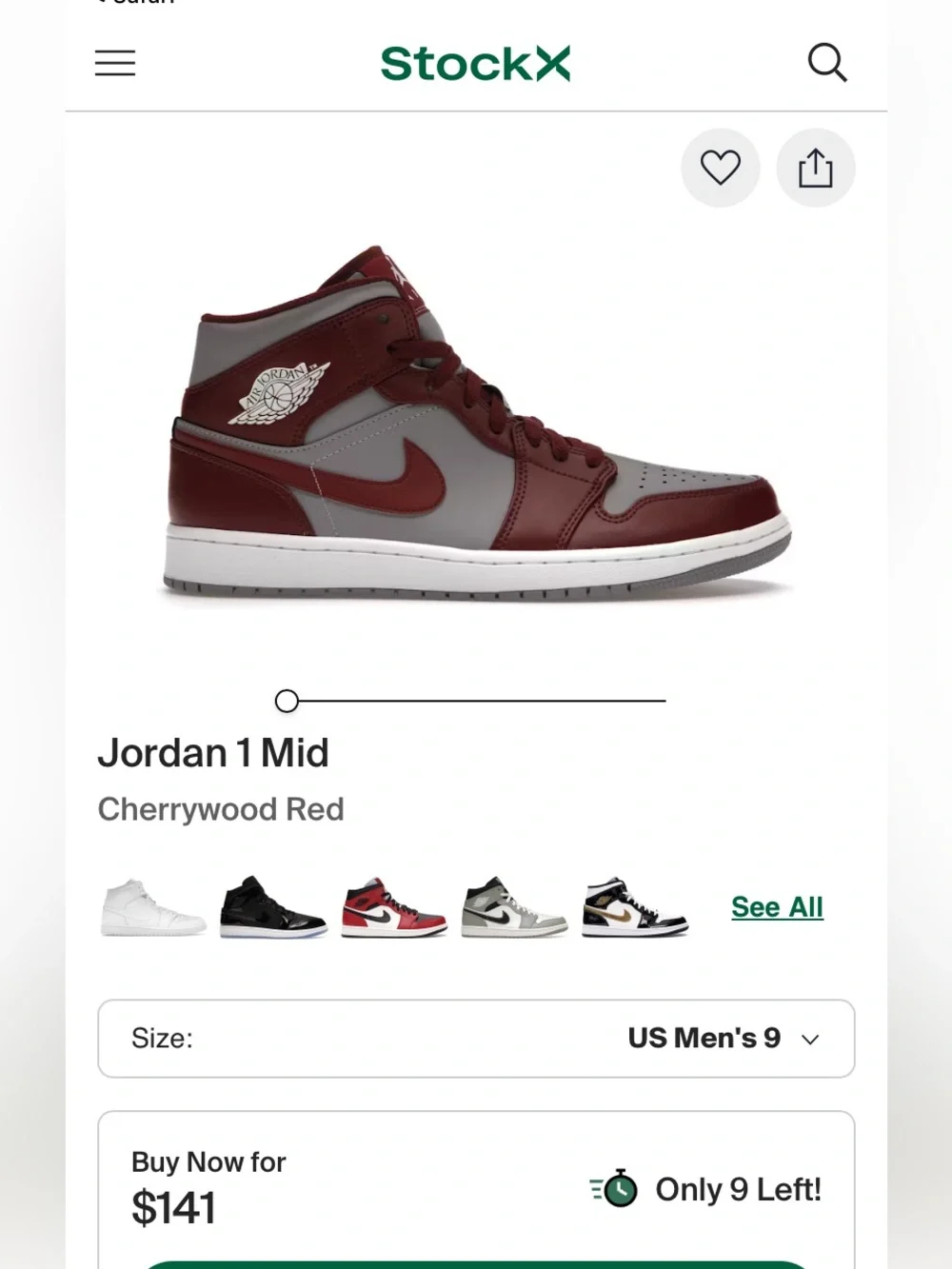 🆕 Air Jordan 1 Mid Cherrywood Red New OG all original box Mens size 9